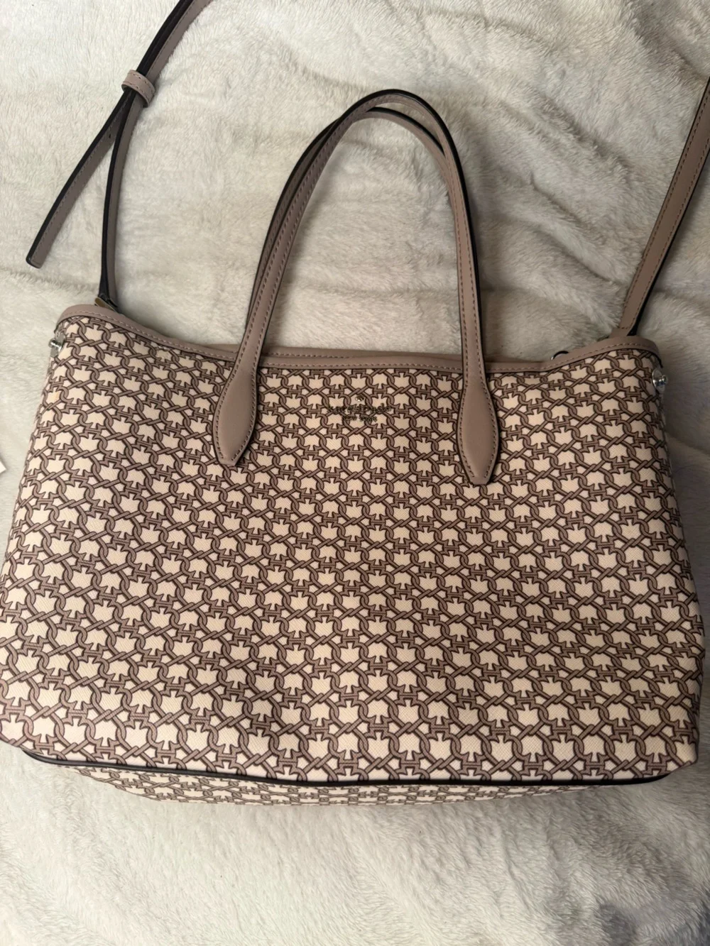kate spade Blush Pink Patterned Satchel with Crossbody Strap